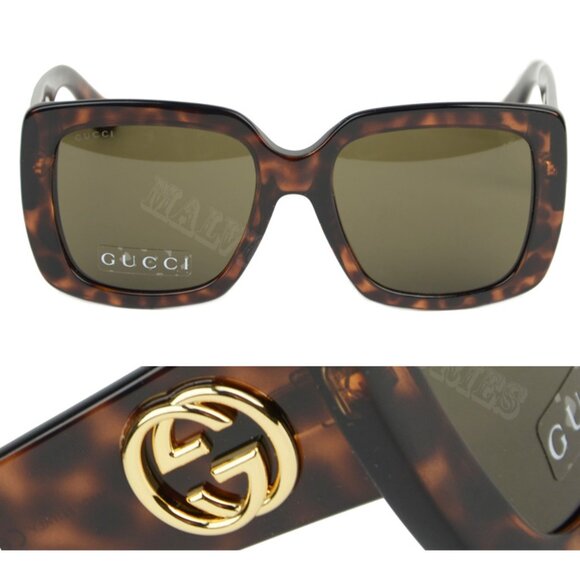GUCCI SUNGLASSES GG3837/F/S LSDEJ DARK TORTOISESHELL SQUARE INTERLOCKING G - Picture 1 of 8